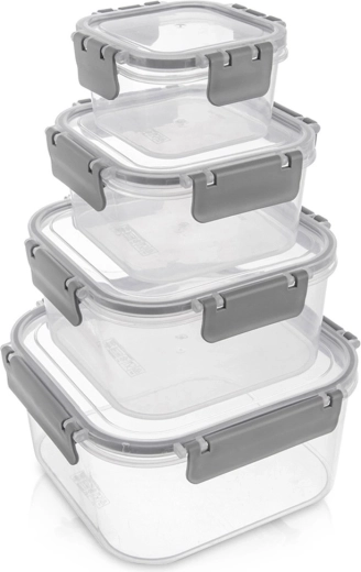 Set kvadratnih posod za živila s tesnilom, 4 kosi