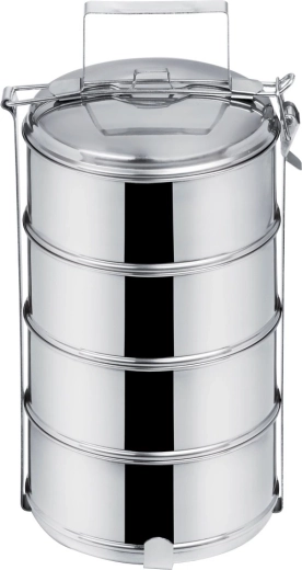 Stainless steel food carrier tiffin 4x1 L, four-tier