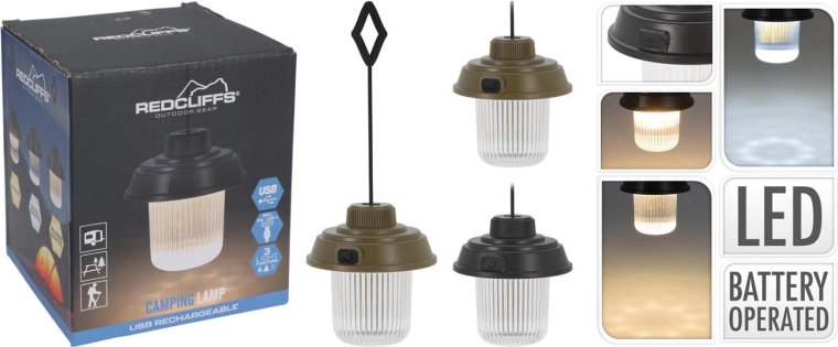 Kamp svetilka USB-C, 3 načini, polnilna