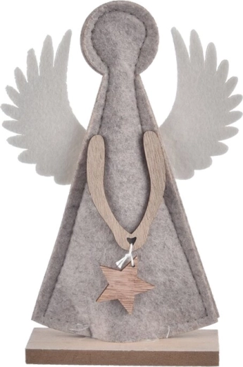 Angel iz filca in lesa z zvezdo, siv