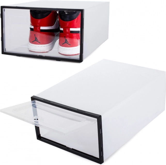 Organizator za čevlje z nagibnimi vrati, modularna prozorna škatla