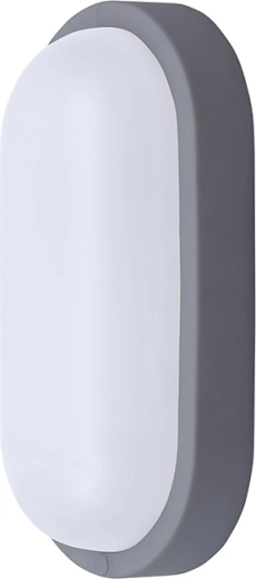 Solight LED zunanja ovalna svetilka 13 W, 910 lm, 4000 K, IP54, siva, 21 cm