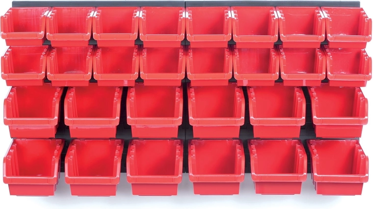 Viseči panel za orodje z 28 škatlami ORDERLINE, 800 × 165 × 400 mm