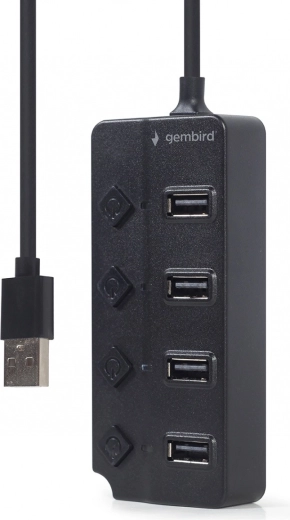 4-portni USB 2.0 hub z izklopniki, črn