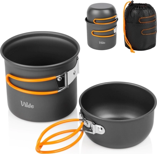 Vilde turistični set posod iz anodiziranega aluminija 800/450 ml (3 deli)