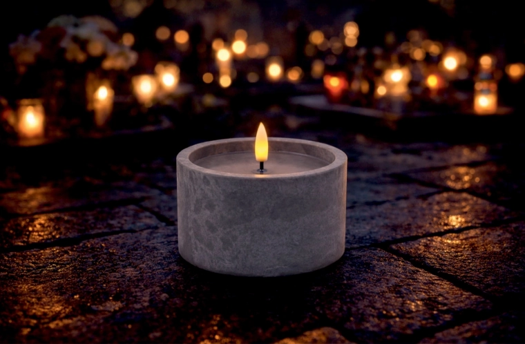 LED candle with concrete effect 12 × 9.5 cm