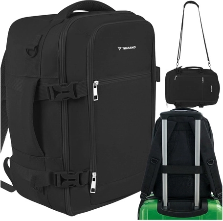 Potovalni nahrbtnik 20 l 40 × 25 × 20 cm črn TRIZAND 2v1 nahrbtnik/torba čez ramo