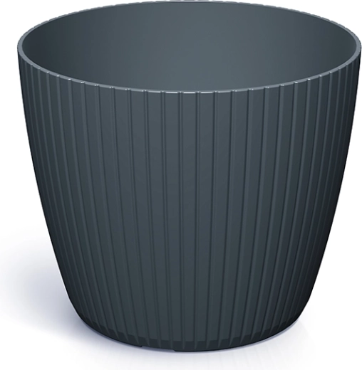 Cvetlični lonec Lamia antracit 15,8 cm – eleganten plastičen ovitek za notranjo in zunanjo uporabo