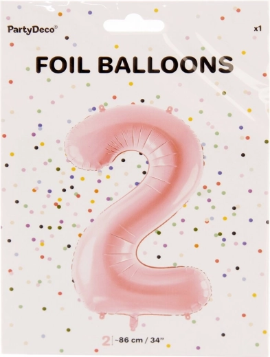 Folijski balon številka 2, 86 cm – Rožnata