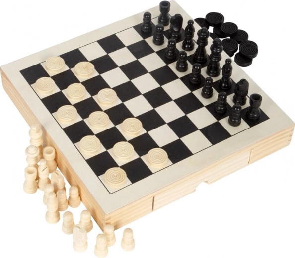 Lesena kompaktna šahovska 3-v-1 set small foot