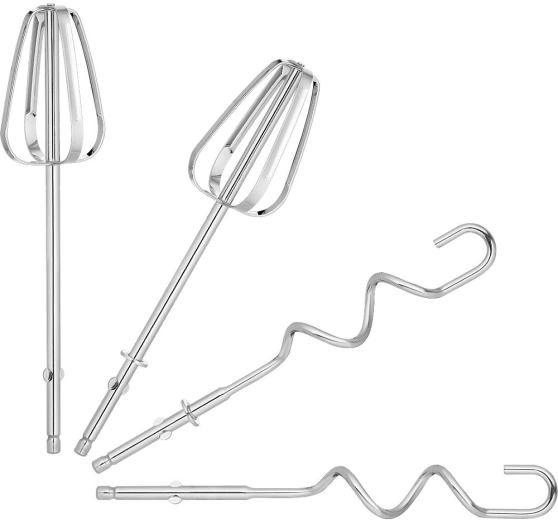 Whisks and dough hooks included