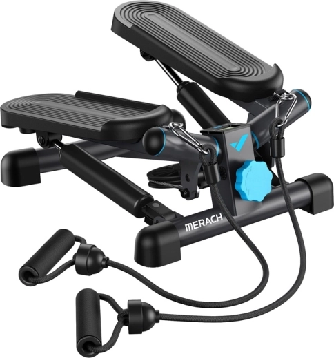 Merach mini stepper 2 v 1 z uporovnimi trakovi črn
