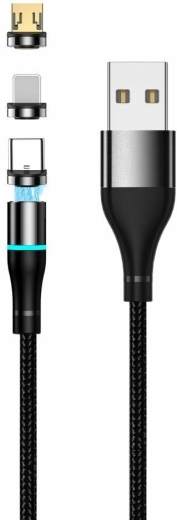 Setty magnetni USB kabel 1 m, 2 A, najlon, črn