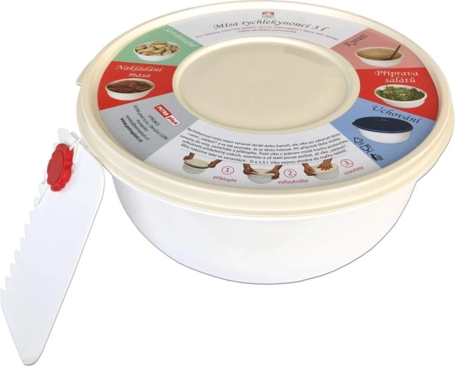 Posoda za hitro vzhajanje in stepanje 3 l s pokrovom, plastika, mešanica barv + lopatke brezplačno