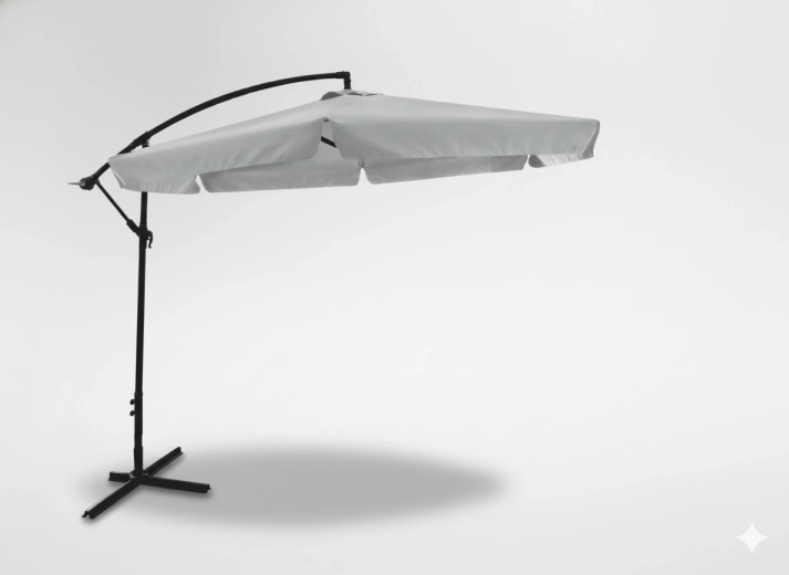 Vrtno viseče senčilo 3 m sivo banana z oblogo