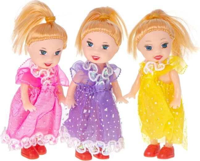 Set of 3 Small Dolls for Dollhouse, 10 cm