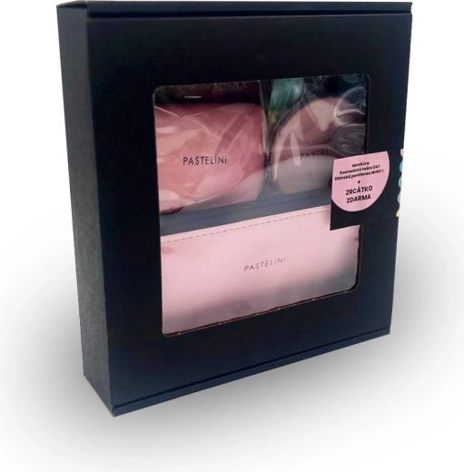 Darilni set PASTELINI rožnata – denarnica, kozmetična torbica, ogledalce in manikura