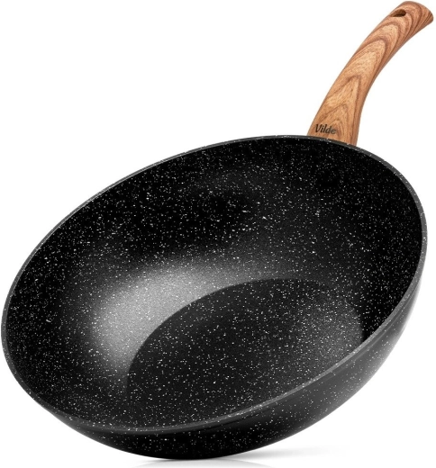 Vilde Granitica Wood Wok Pan 32 cm