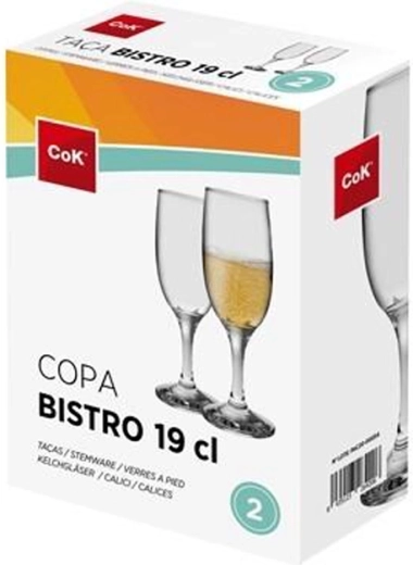 Set kozarcev za šampanjec Bistro 190 ml, 2 kos, steklo