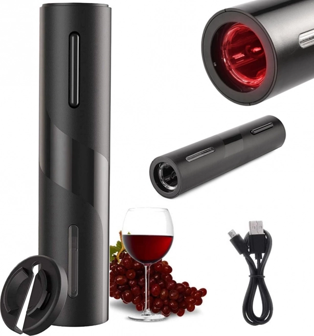 Električni odpirač za vino z vgrajeno polnilno baterijo in rezalnikom folije