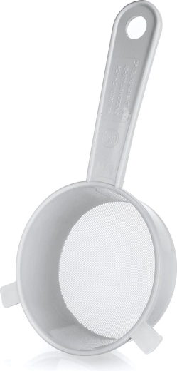 Kuhinjsko cedilo PRAKTIS 9 cm z ročajem – belo