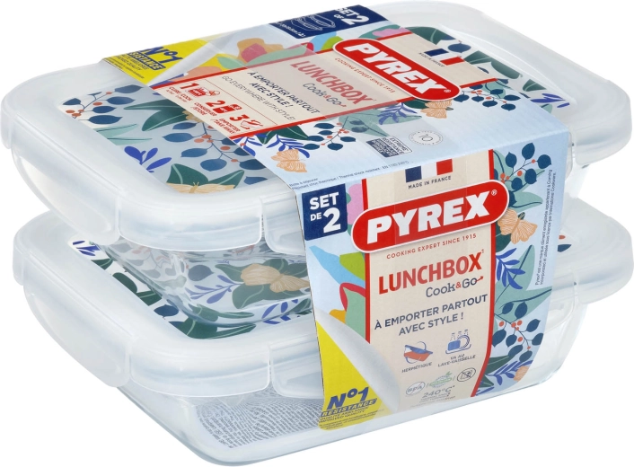 Set pravokotnih steklenih posod PYREX 2 × 0,8 l