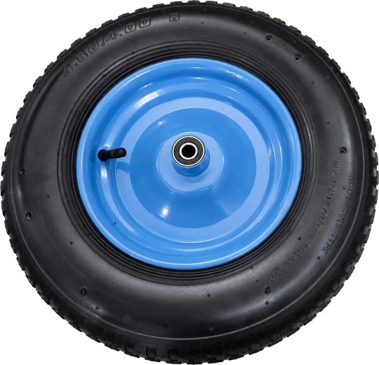 Spare pneumatic wheel for a wheelbarrow 4.00-8 2PR with inner tube and axle - 1 piece