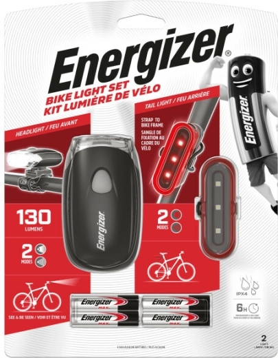 Energizer komplet sprednje in zadnje kolesarske luči, 4× AAA
