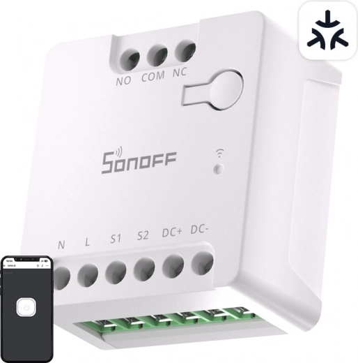 Pametno Wi‑Fi stikalo SONOFF MINI‑D s podporo za MATTER (AC/DC 12–48 V, brezpotencialno)