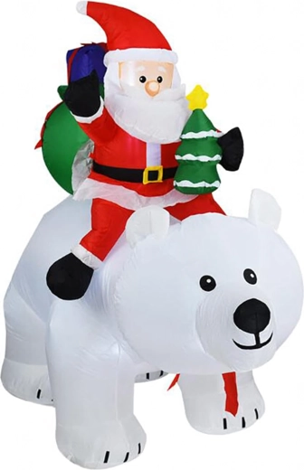 Napenljiva božična dekoracija z Miklavžem na polarnih medvedu LED 210 cm
