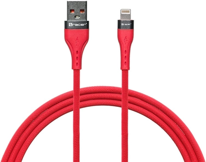 Polnilni in podatkovni kabel USB‑A na Lightning 1 m rdeč TRACER