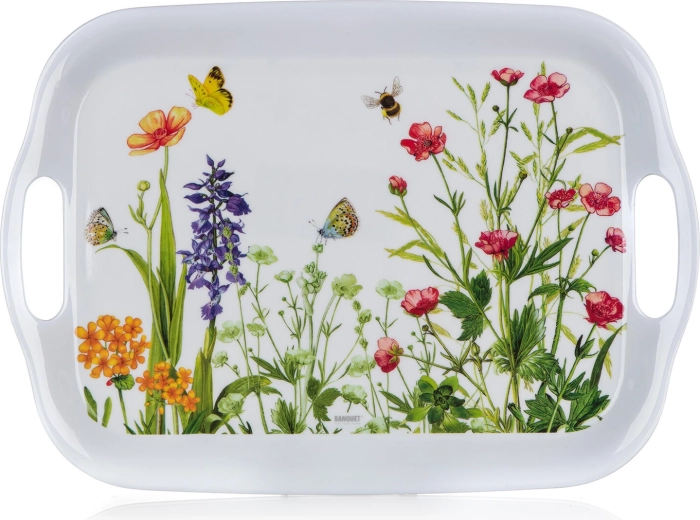 Melaminski servirni pladenj Meadow 36 × 25,5 cm z ročaji