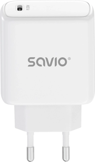 Omrežni polnilnik Savio USB-C Power Delivery 20 W, bel