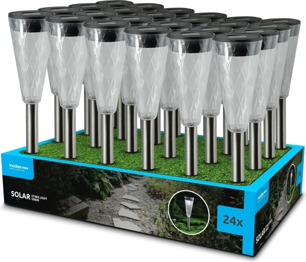 Modee vrtna solarna LED svetilka za v zemljo GS020 35 cm hladna bela