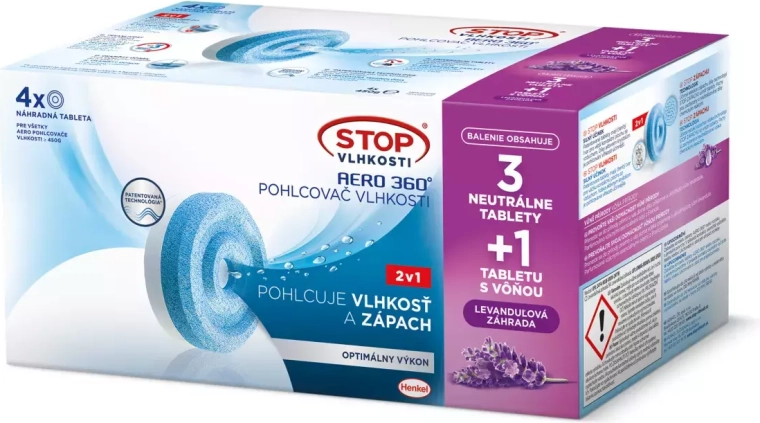 Ceresit Stop vlage Aero 360° nadomestne tablete 2v1, 3× nevtralne + 1× sivka