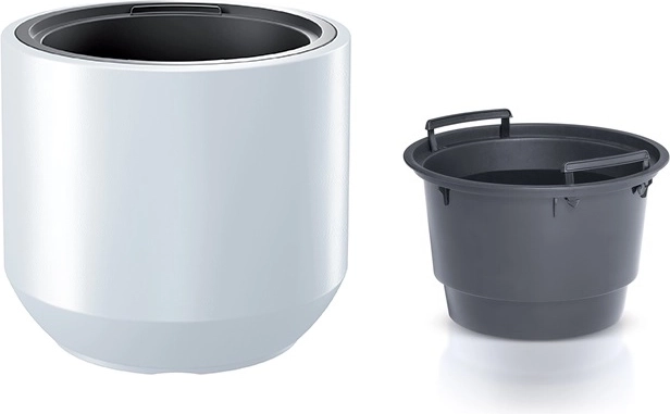 Beli plastični lonček za rože z vložkom 39 cm