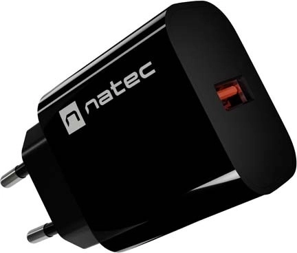 Natec Ribera omrežni polnilnik 1× USB-A 18 W črn