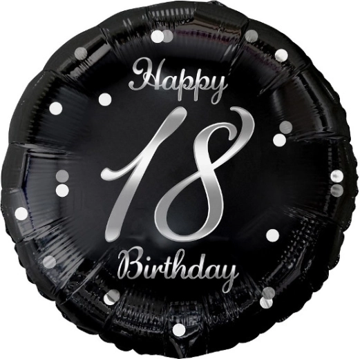 Folijski balon Happy 18 Birthday črn 18"