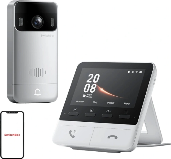SwitchBot pametni video zvonec z notranjim monitorjem (2K)