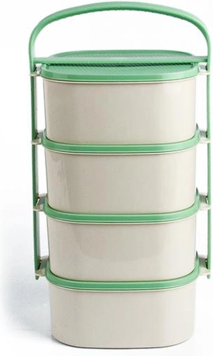 Plastični nosilec za hrano 4x1,2 l z mešanico barvnih pokrovov TORO