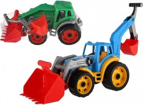 Plastični traktor – bager z žlico, zelen