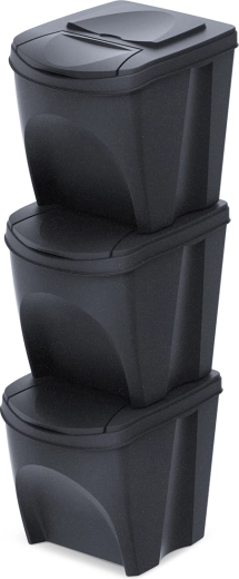 Set 3 sortirnih košev Sortibox Eco Wood 3×25 l – antracit