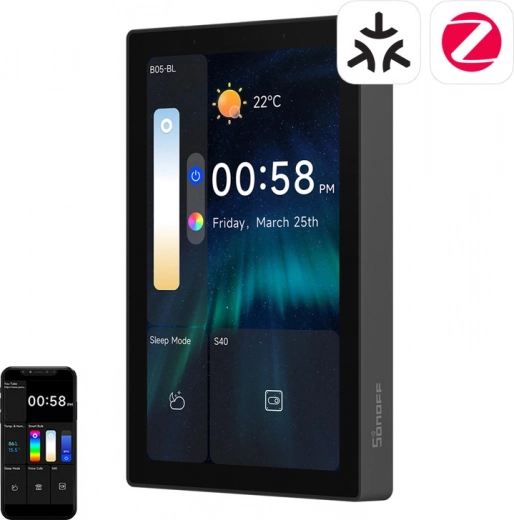 sonoff nspanel pro 120 pametni nadzorni panel s podporo matter, wifi, bluetooth in zigbee – črn
