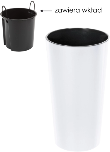 Cvetlični lonec Lilia 25 cm bel sijaj z vložkom