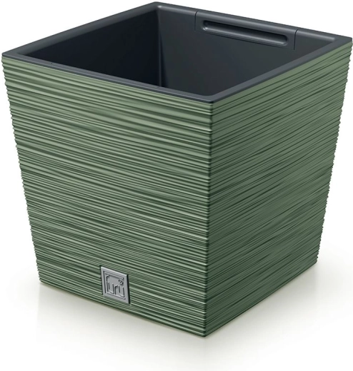 Cvetlični lonec Furu Square Low 30 cm – zemeljsko zelen