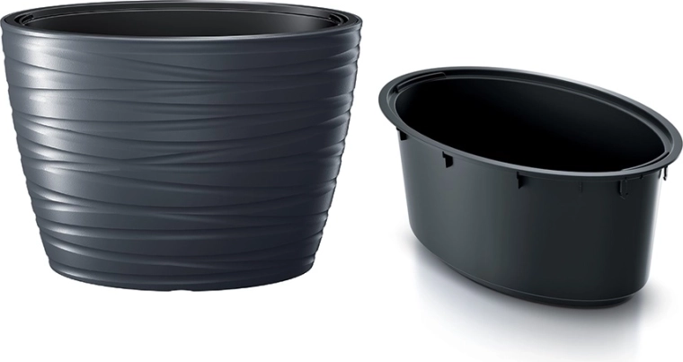 Ovalni cvetlični lonec z vložkom MAZE 58,5 cm antracit