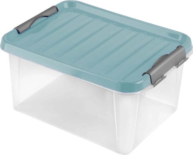 HEIDRUN Clip Plastic Storage Box with Lid, 14 L