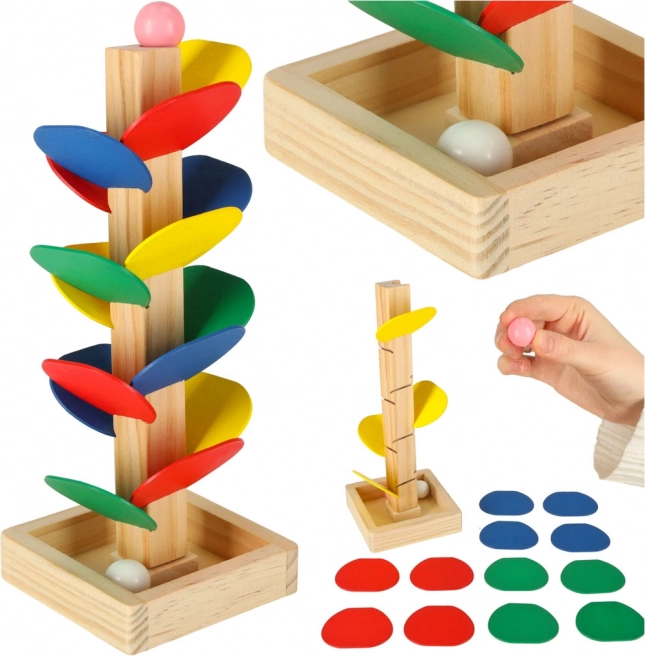 Leseno drevo za kroglice MONTESSORI