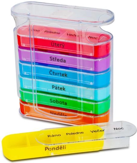 Razdelilnik zdravil TORO 7 dni – jutro, poldne, večer, noč