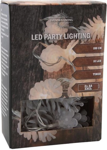 Svetlobna veriga s časovnikom 10 LED storži 100 cm